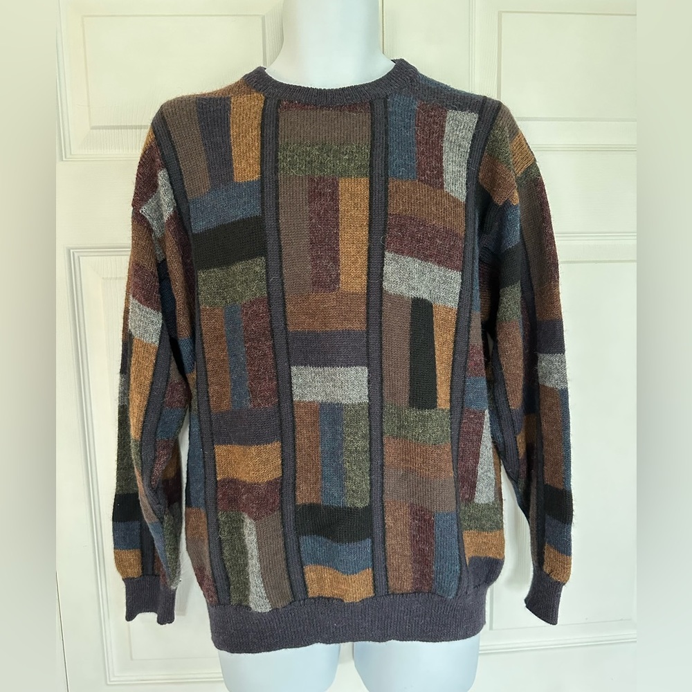 Peru Unlimited 100% Alpaca Medium Abstract Geometric Color Block Sweater